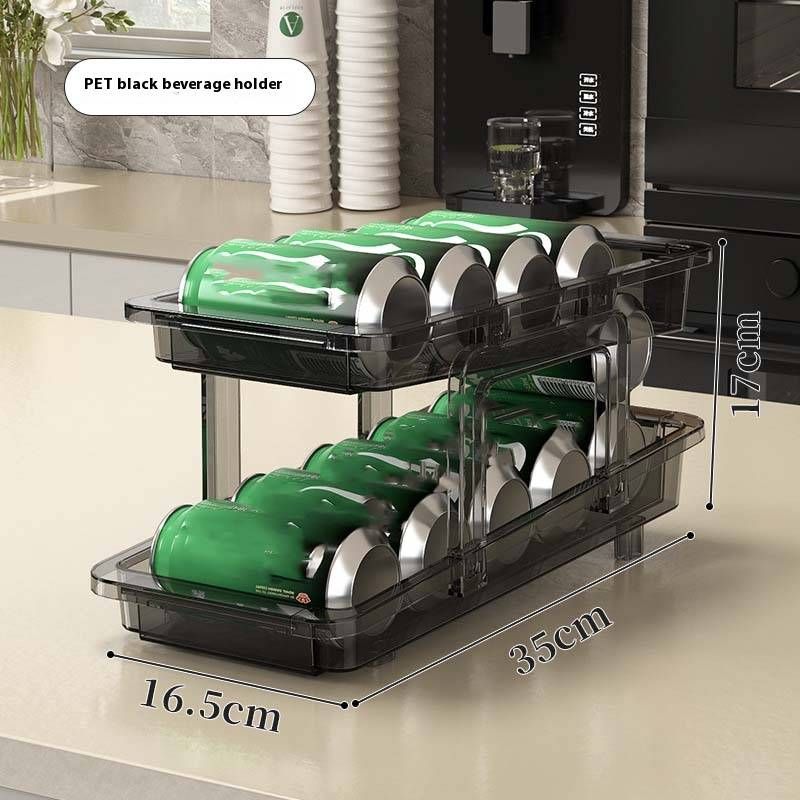 Refrigerator Beverage Organizer - Multi-Layer Slanted Fridge Door Storage Bin For Drinks (Auto-Adjusting, Space-Saving Kitchen Accessory)​​_voghion.com
