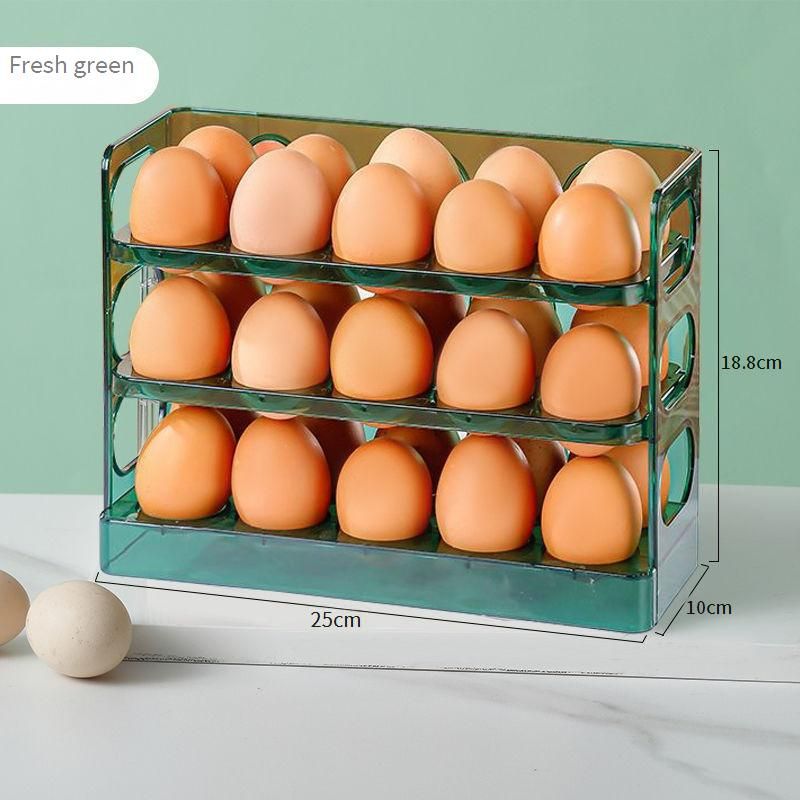 Portauova per frigorifero - Design salvaspazio ribaltabile e pieghevole per riporre le uova in cucina (adatto allo sportello del frigorifero, capacità 30 uova)_voghion.com