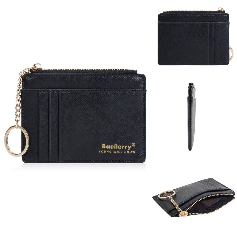 Small And Thin Leather Card Holder With Multiple Card Slots, Bank Card, Driver's License, Zipper, High-end Zipper Wallet_voghion.com