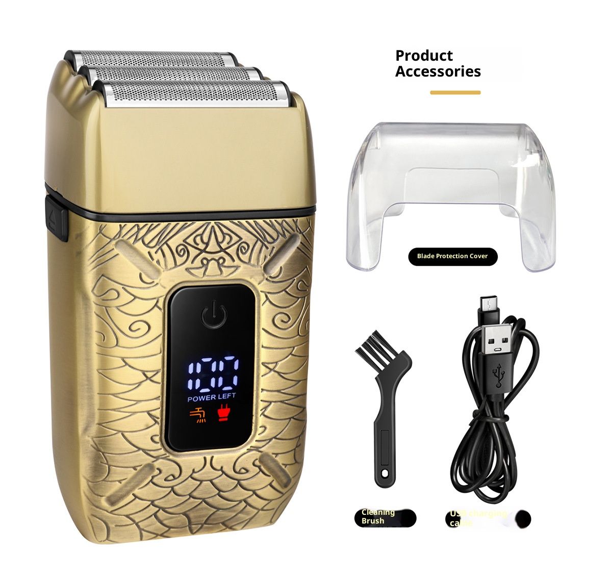 Rasoio elettrico professionale impermeabile con display LED, lame 3D galleggianti e ricarica USB per uomo - Ultra silenzioso e batteria a lunga durata_voghion.com