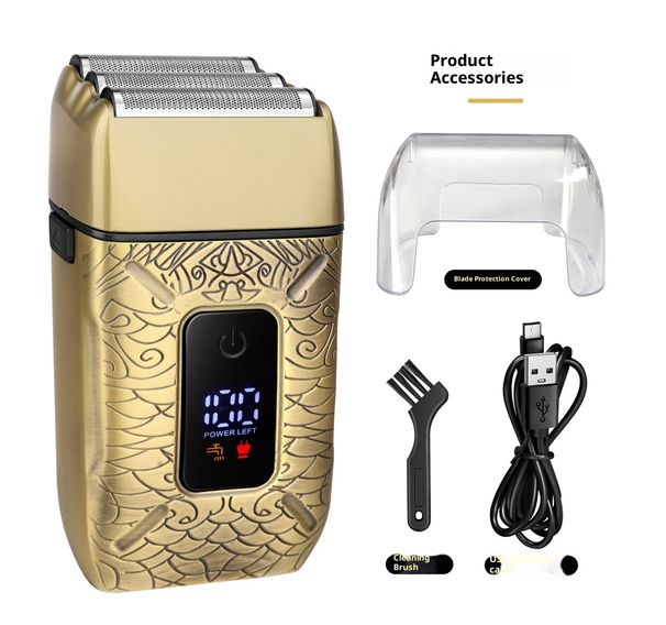 Rasoio elettrico professionale impermeabile con display LED, lame 3D galleggianti e ricarica USB per uomo - Ultra silenzioso e batteria a lunga durata_voghion.com