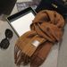 Pure Wool Scarf For Women Solid Color Stitch Design Double-Sided Cashmere Shawl Winter Warmth Neck Warmer_voghion.com