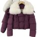 Women's Winter Fox Fur Trim Short Down Jacket With Luxury Faux Fur Collar, Thickened Casual Parka Coat For Fashion & Warmth_voghion.com