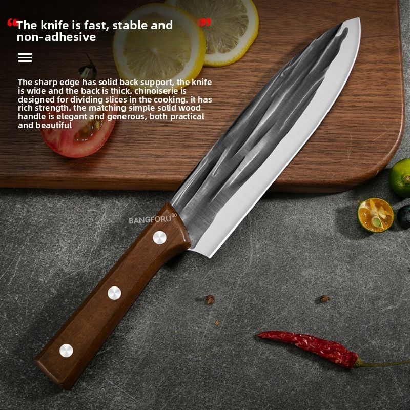 Coltello da cucina multiuso per affettare carne e verdure, forgiato a mano, per piccoli chef_voghion.com