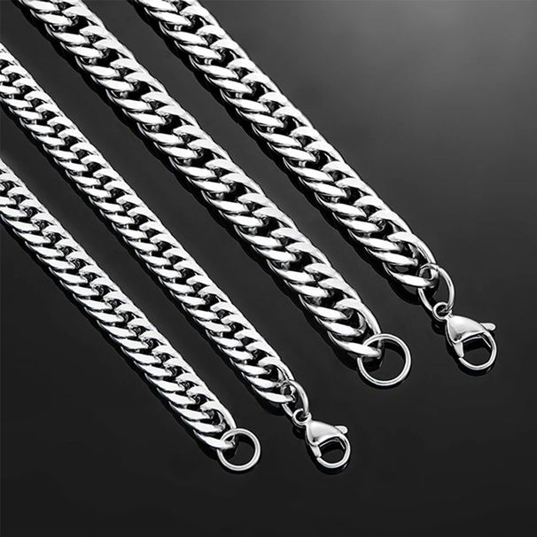 Stainless Steel Encrypted Weave Buckle Hip Hop Versatile Double Layer Braided Cuban Jewelry Necklace Simple Collarbone_voghion.com