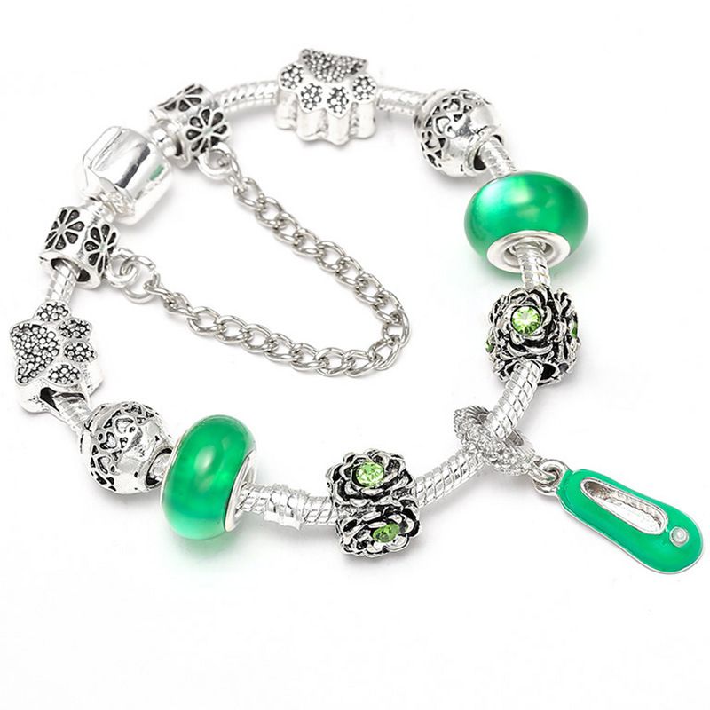 Charm Bracelets Panjia Dora Green Flat Shoes Pendant Bracelet Versatile Personality Cartoon Series Beaded Bracelet Hand Jewelry_voghion.com