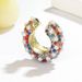Colorful Inlaid Diamond Non-Pierced Clips Metal Rainbow C-Shaped Ethnic Style Ear Cuffs Pearl Earrings For Women_voghion.com
