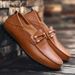 Herren-Loafer im britischen Stil, Frühlingsleder, lässig, Rindsleder, Sommer, Fahren, Slip-On, faul, trendige koreanische Version_voghion.com
