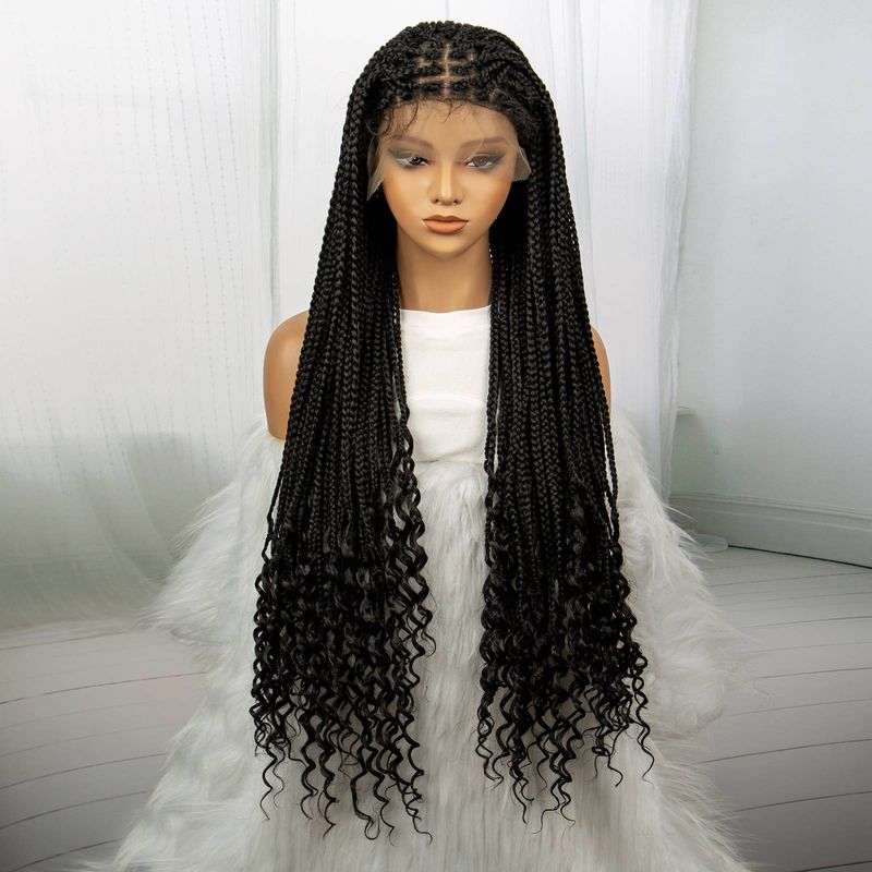 MALAIKA Braided Wigs for Black Women Full Lace Knotless Box Braided Wig Wavy Wave Loc Wig Synthetic Lace Front Braided Wigs _voghion.com