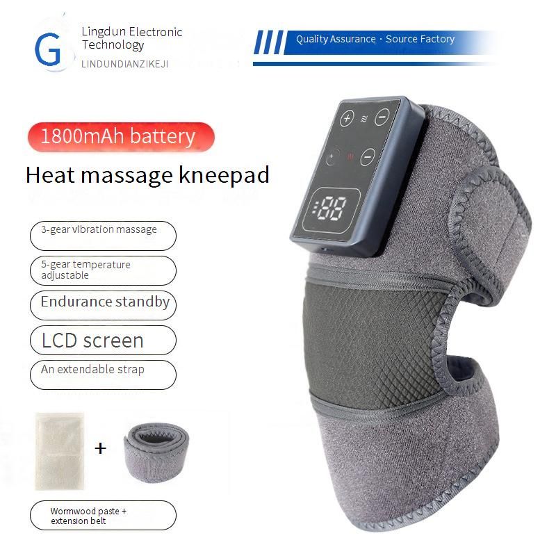 Joelheira aquecida recarregável com massagem e terapia de calor - Temperatura ajustável (45-60 °C) para alívio da dor nas articulações - Cinza_voghion.com