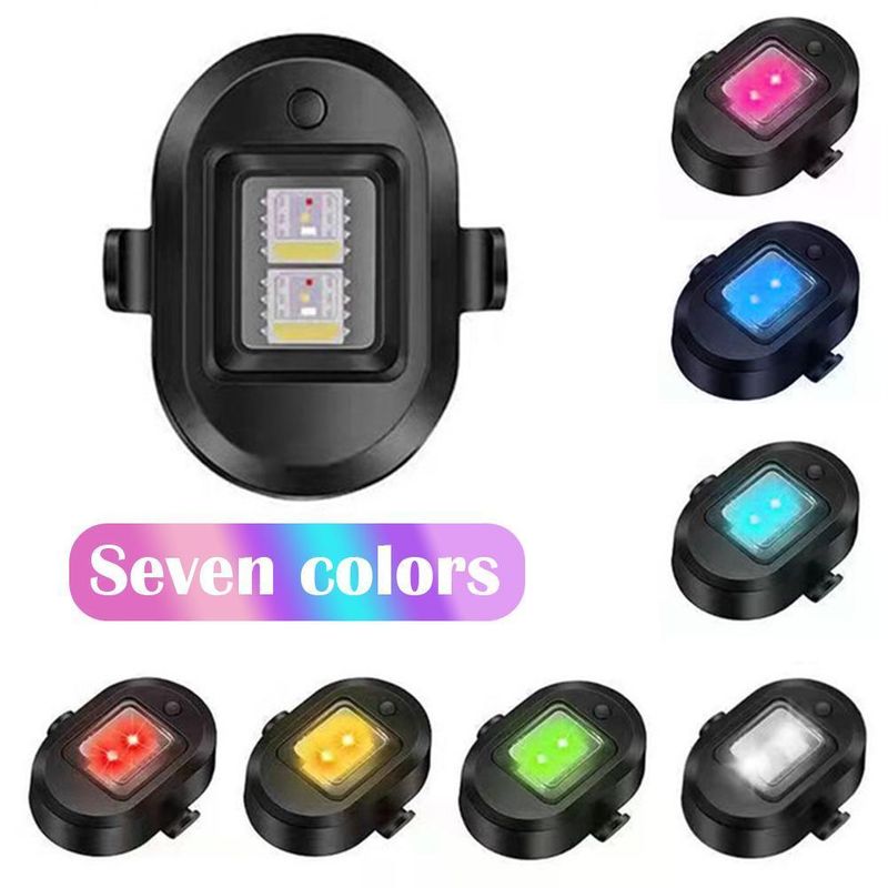 1 PC Universāls LED pretsadursmes brīdinājuma gaisma 7 krāsu mirgojoša gaisma Motociklu drons ar stroboskopiskām automašīnas brīdinājuma gaismām 3 režīmi_voghion.com