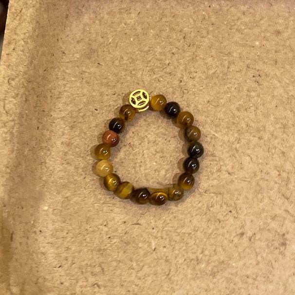 Kupfermünzenperle im Tigerauge-Stil im Yadan-Stil für Frauen, Nischendesign, Zeigefingerring, neues Modell 2024, Reichtumsring_voghion.com