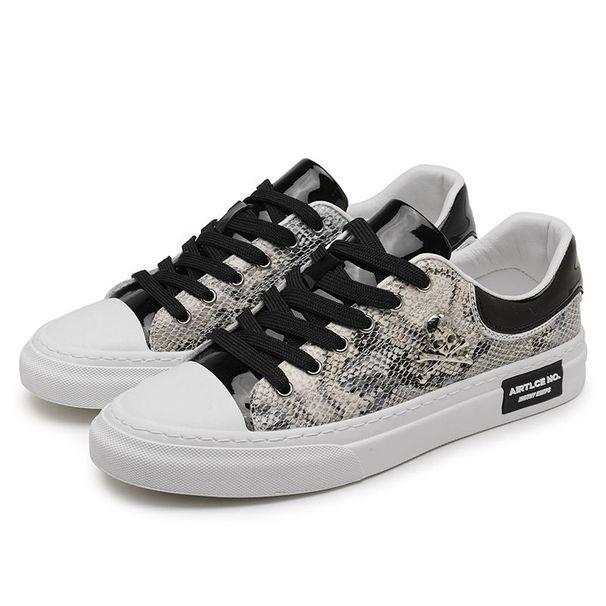 Spring and Summer 2023 New Snake Skin Pattern China-Chic Light Luxury Small White Men's Low top Board Shoes Fashion_voghion.com