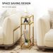 Narrow Side Table, 3-Tier End Table With Tempered Glass Tabletop, Gold Tone_voghion.com