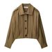 Women's Clothing Trendy Pleated Jacket For Women - Versatile Streetwear Coat With Folded Details & Button Closure_voghion.com