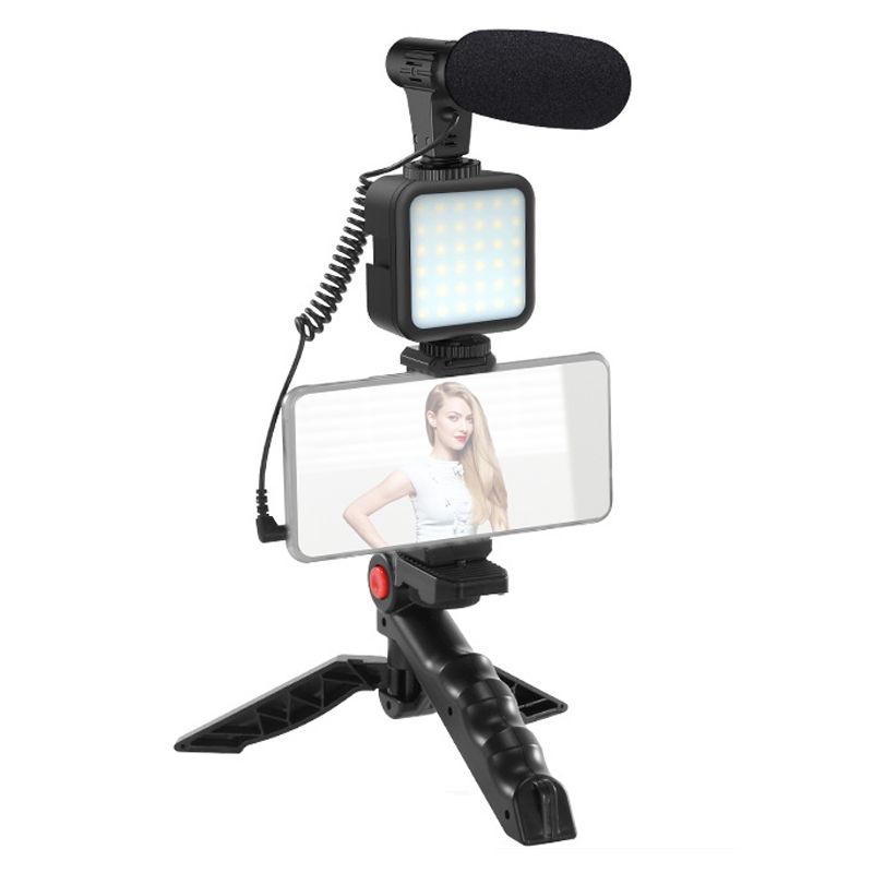 3 u 1 LED svjetlo za snimanje videa Prijenosni mikrofon uživo na stativu, specifikacija: modeli na baterije_voghion.com