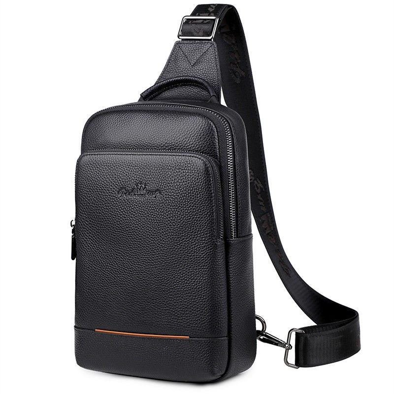 2023 European and American brand genuine leather men's chest bag men's backpack fashion casual diagonal bag trendy men's bag_voghion.com