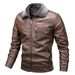 Men's jacket with fleece thickened simple fur one large size leather coat_voghion.com