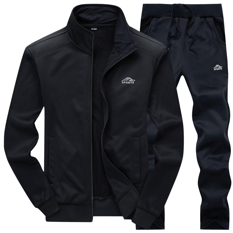 Sportanzug, Herbst- und Winteranzug, einfarbig, Sportbekleidung, lässiger Stehkragen-Anzug_voghion.com