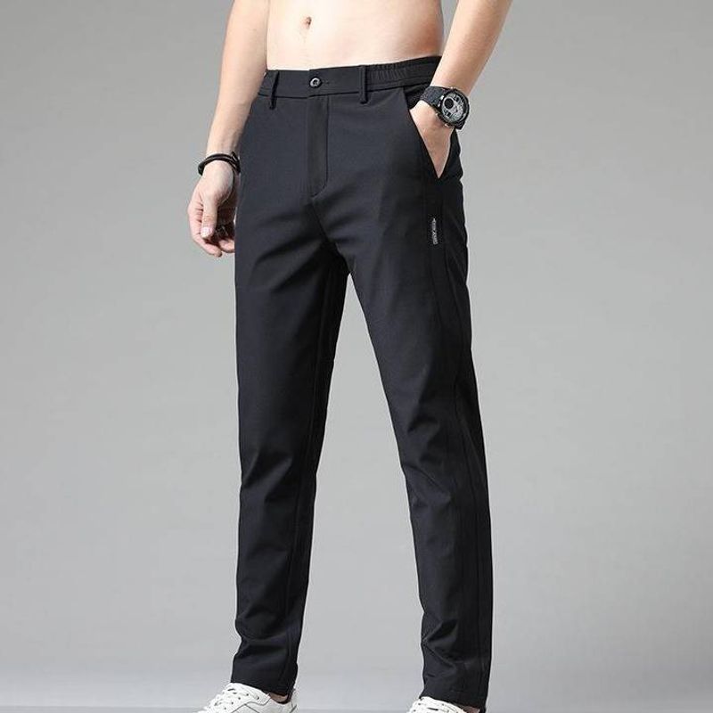 Ropa de hombre Pantalones casuales de verano de seda de hielo para hombre Pantalones deportivos de verano rectos, sueltos, elásticos, finos y de secado rápido, transpirables_voghion.com