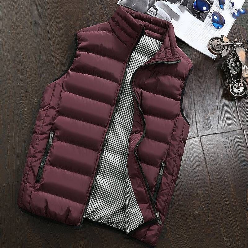 ​​Men's Quilted Vest Winter Warm Fleece Lined Sleeveless Jacket For Joggers Outdoor Sports (Black/Red/Gray/Army Green/Khaki/Brown/Light Green/)​​_voghion.com