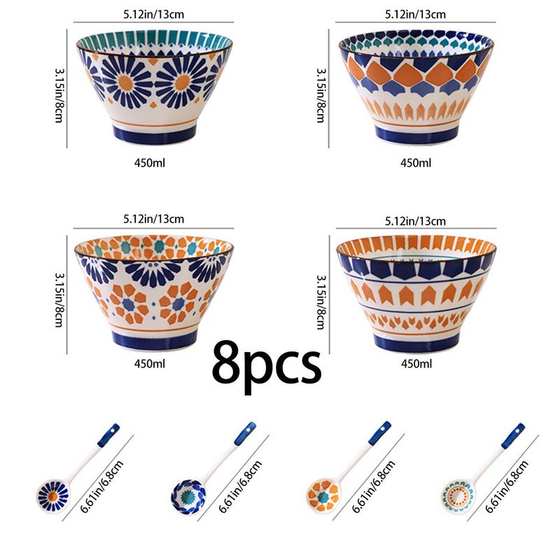 Bohemian Retro Rice Bowl - 5-Inch Handcrafted Ceramic Footed Bowl Japanese-Style One-Person Dining Dish Artistic Home Tableware​_voghion.com