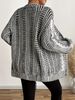 Vintage Knit Cardigan – Oversized V-Need Cable Sweater With Lantern Sleeves, Chunky Acrylic Blend, Boho Open Front Coat For Women_voghion.com