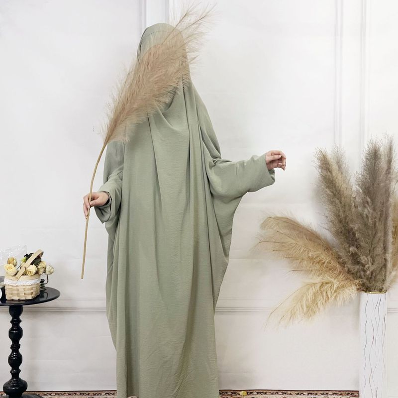 Damenbekleidung Naher Osten Dubai Malay Einfarbige lose Robe Übergröße Damenkleid_voghion.com