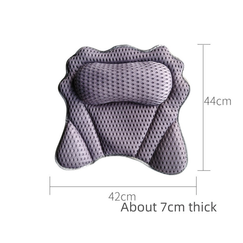 TÜV Certified 4D Ergonomic Bath Pillow, 6 Super-Suction Cups, Waterproof & Machine Washable, Spa-Grade Neck Support_voghion.com