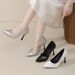 Comode, stabili, nere, mature, eleganti, 2025, nuove scarpe con tacco alto in stile francese per le donne._voghion.com