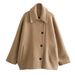 Wool Blend Cape Coat For Women - Stylish Short Lapel Jacket With Long Sleeves (Black, Khaki, Army Green, Wine Red, Gray)_voghion.com