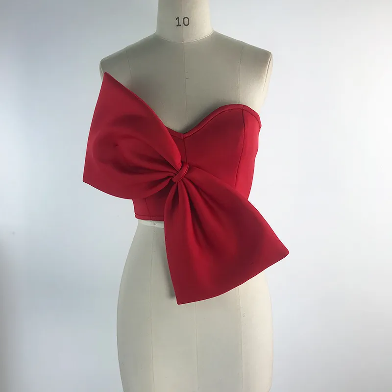 Sexy tube top, backless, navel-baring bow tie versatile short tops Women Tops_voghion.com