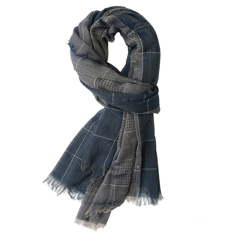 New style of woven men's for export, winter dual color patchwork plaid fringe large-sized scarves_voghion.com