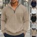 Men's Stand Collar Zip-Up Sweatshirt – Heavyweight Jacquard Pullover (Relaxed Fit, Winter Casual)_voghion.com