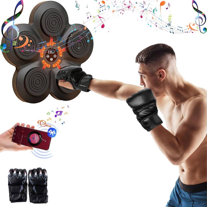 Music Boxing Machine - Bluetooth Wall Punching Pad With LED, Fun Training Equipment For Kids & Adults, Home Boxing Wall Punching Pad With Gloves_voghion.com