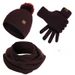 Winter Wool AB Yarn Knitted Plush Hairball Double-layer Hat Scarf Gloves Three-piece Set_voghion.com