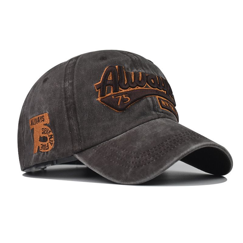 Klassisk gammel bomulds 3D-broderet baseballhat med 75 bogstaver og andetonge i vasket, altid vasket_voghion.com