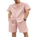 Herren Casual karierten Anzug Ärmel Hawaii Kurzarm Shorts zweiteiliges Set_voghion.com