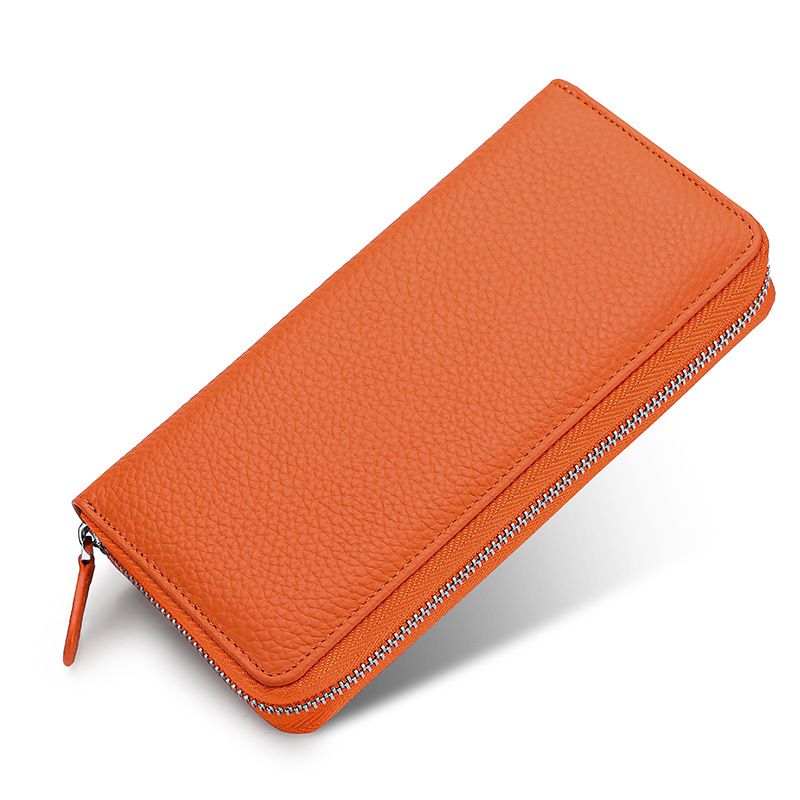 Multifunctional genuine leather wallet large capacity men and women handbags first layer cowhide mobile phone bag clutch bag retro coin purse_voghion.com
