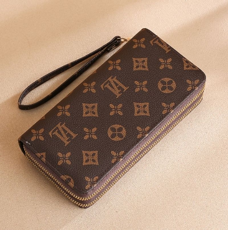 Portafoglio da donna di marca Portafoglio da donna lungo con cerniera a doppio strato alla moda Portafoglio da donna di grande capacità_voghion.com