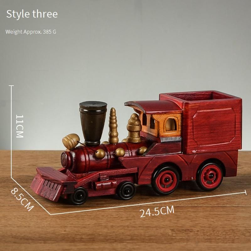 Vintage Wooden Train Model - Handcrafted Desktop Decor For Home & Office (Elegant Retro Style Wooden Sculpture & Unique Gift Idea)​​_voghion.com