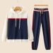 Trendy Hooded Lounge Set For Teens – Soft Cotton-Polyester Mix, Color-Block Design (M-4XL, 4 Elegant Shades)_voghion.com