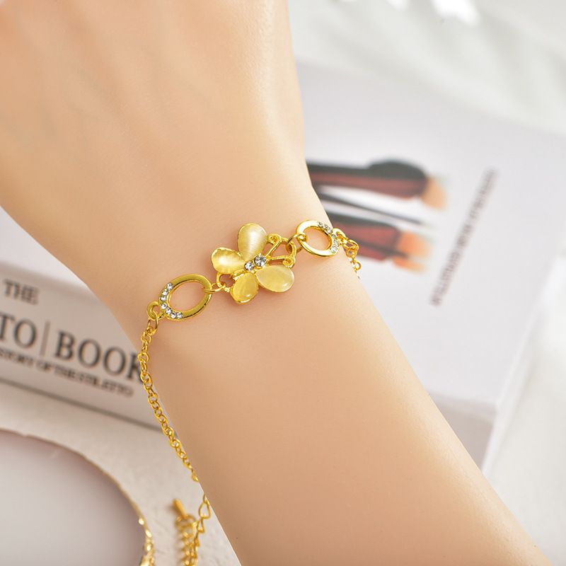 New Rose Gold Jewelry Simple Bracelet Flower Butterfly Women Wearing Bracelet  Style Jewelry Factory Direct Sales_voghion.com