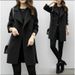 Übergroßer, langer Mantel aus Wollmischung für Damen – Zweireihiger Trenchcoat mit Schalkragen (Schwarz, Grün)_voghion.com