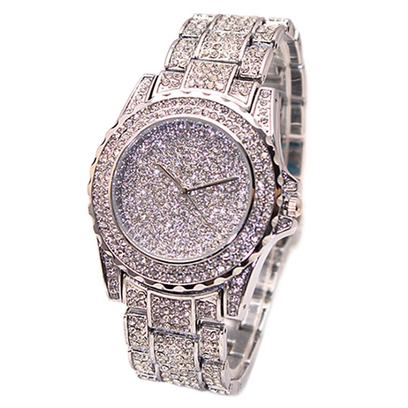 Yamaler Women's Fashion Shiny Rhinestone Watch Stainless Steel Band Quartz Wristwatch_voghion.com