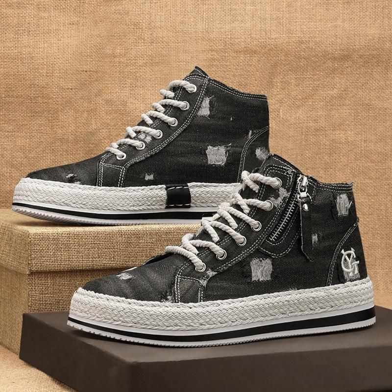 Rick High-Top-Sc, Damensc mit dicken Sohlen, Segeltuchs tiefe, Schnürstiefel, Damen-Sportsc,_voghion.com