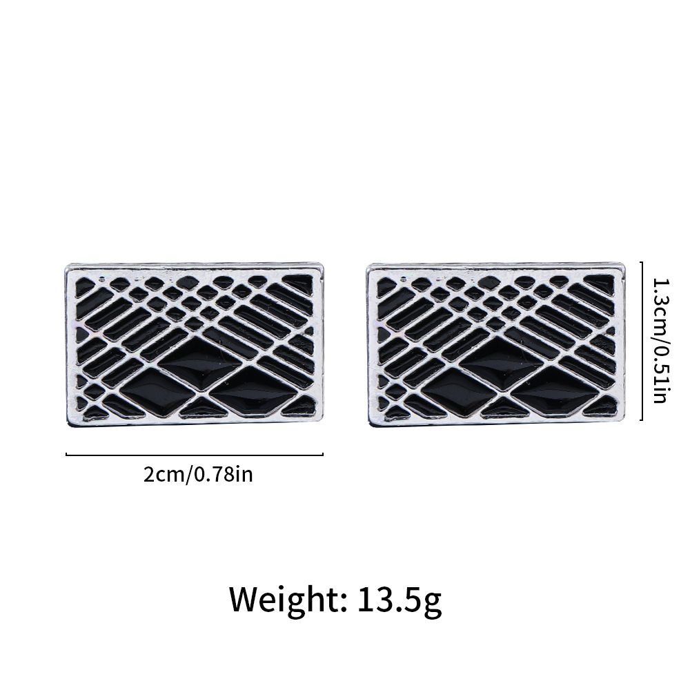 Quadratische Manschettenknöpfe Textur Streifen geometrische Manschettenknöpfe Legierung Tropföl Herren einfache Mode Business Anzug Knöpfe_voghion.com