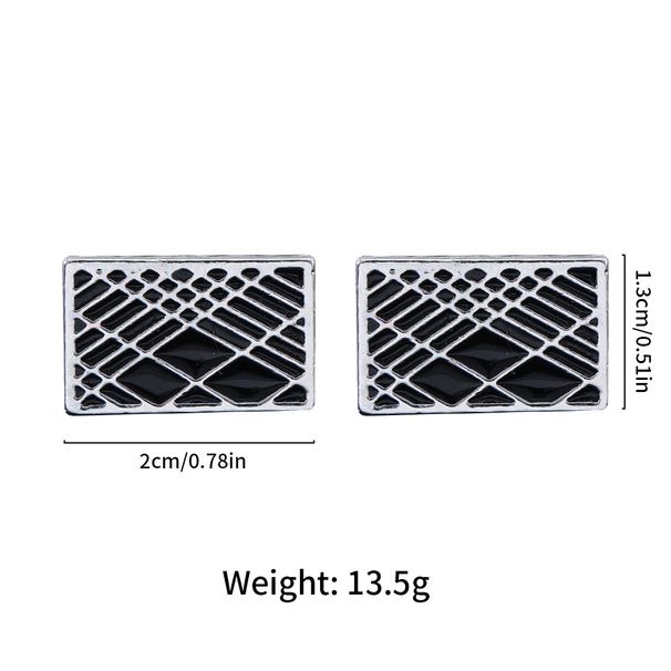 Quadratische Manschettenknöpfe Textur Streifen geometrische Manschettenknöpfe Legierung Tropföl Herren einfache Mode Business Anzug Knöpfe_voghion.com