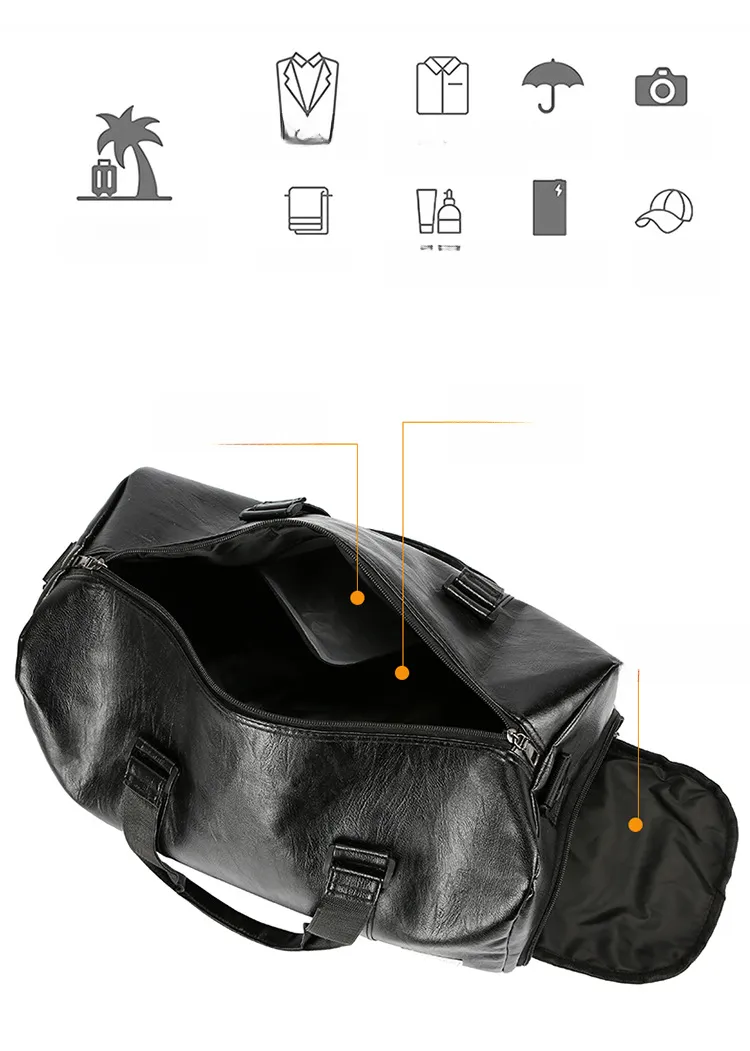 New PU short distance sports yoga fitness training bag, men's waterproof portable travel bag_voghion.com