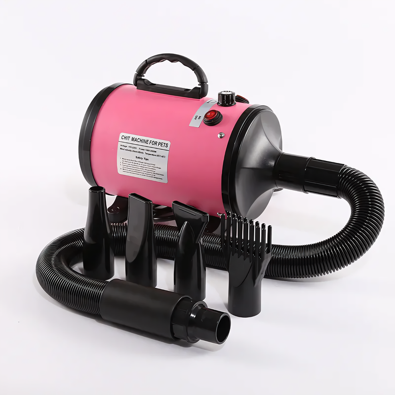 Sèche-cheveux professionnel pour animaux de compagnie, vitesse et température réglables, 4 buses pour chiens/chats, fonctionnement silencieux et robuste._voghion.com